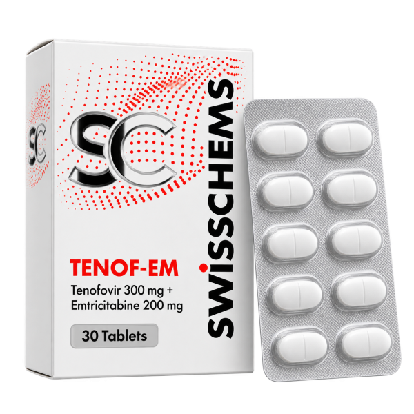 Tenof-EM (Tenofovir 300mg + Emtricitabine 200mg, Hetero, 30 Tablets)